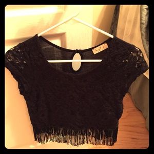 Lace top with fringe