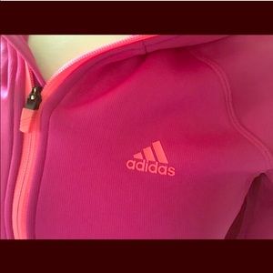 Adidas Fuchsia & Orange Full Zip Hoodie Size Small