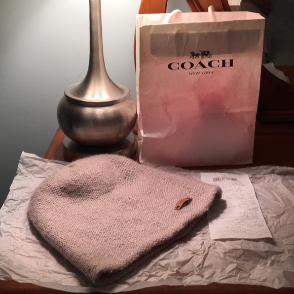 Coach Blush pink Beanie w/coach leather tag main image 6