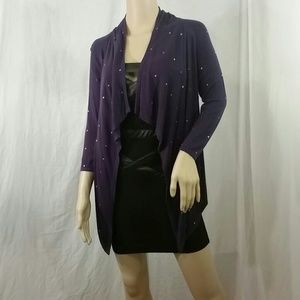 Cache Studded Open Face Drape Cover Up Purple XS