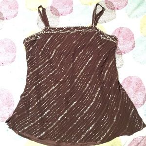 Sparkly brown tank top with sequin border