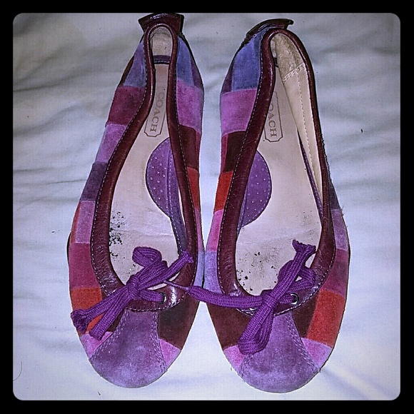 Coach jenilee suede patchwork flats size 5.5