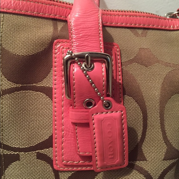 Pink and Tan Coach Tote Bag - Picture 2 of 4