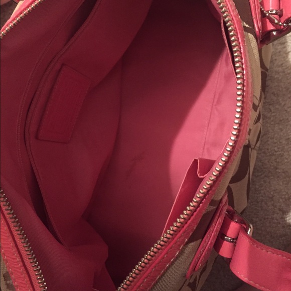 Pink and Tan Coach Tote Bag - Picture 3 of 4