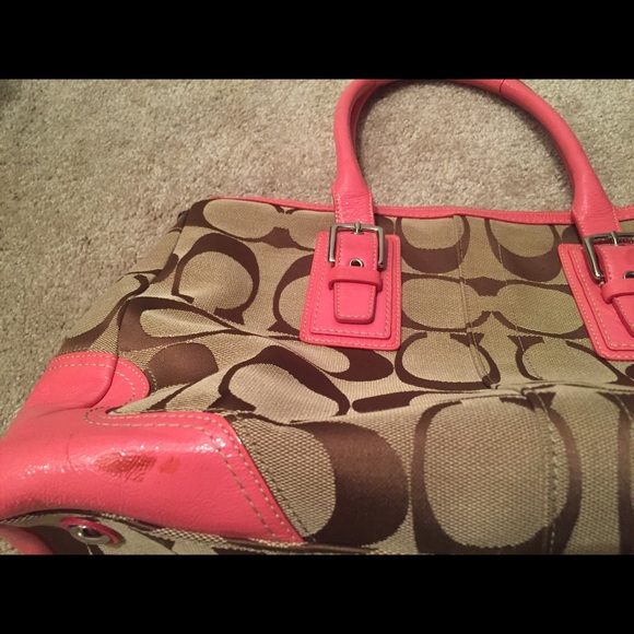 Pink and Tan Coach Tote Bag - Picture 4 of 4