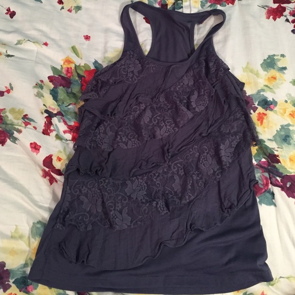 Blue ruffle tank
