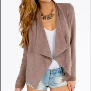 Tobi Taupe Waterfall Suede Jacket