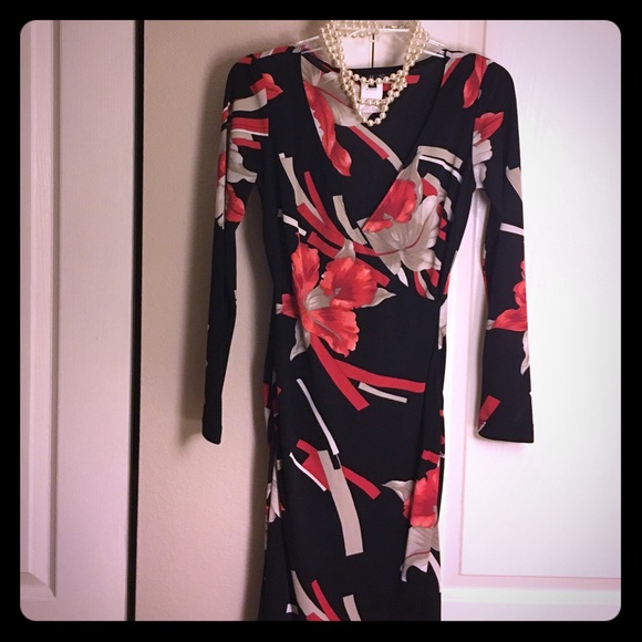 Long sleeve cross wrap professional dress
