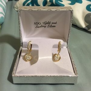 14 kt. gold and sterling silver heart earrings