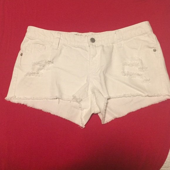Distressed white Jean shorts