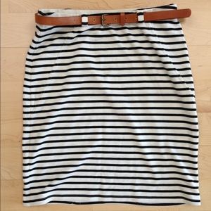 Nautical Black and White Striped Skirt