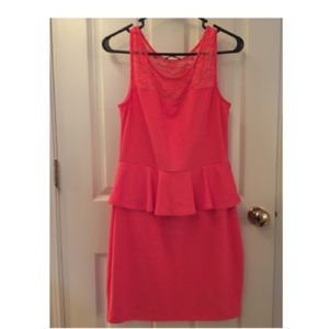 Coral peplum dress