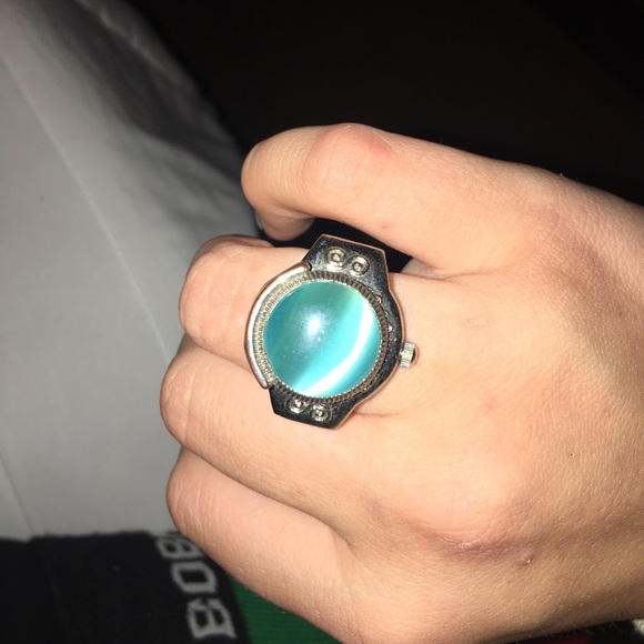 Blue and silver ring watch