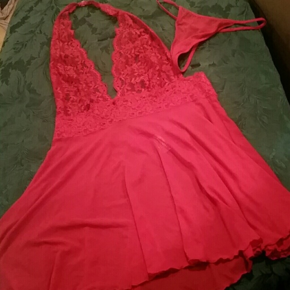 Red lingerie with thong