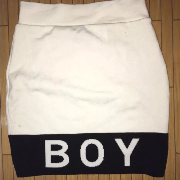 BOY LONDON white knot bandage mini skirt black new
