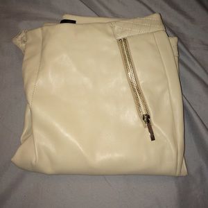 ZARA BASIC tan leather pants