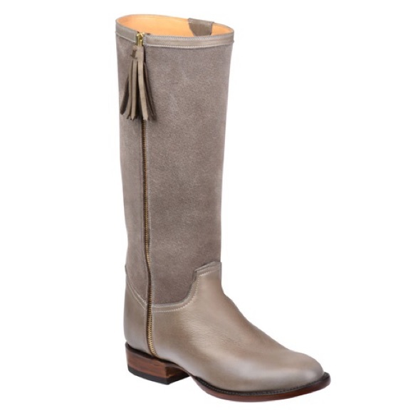 Lucchese Sharon Suede Tassel Riding Boot, Grey - Picture 2 of 7