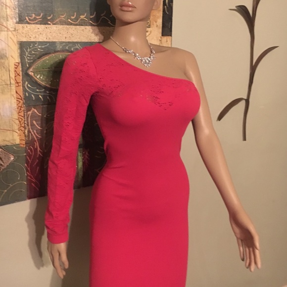 BCBGENERATION PINK DRESS one shoulder pink dress M - Picture 2 of 8