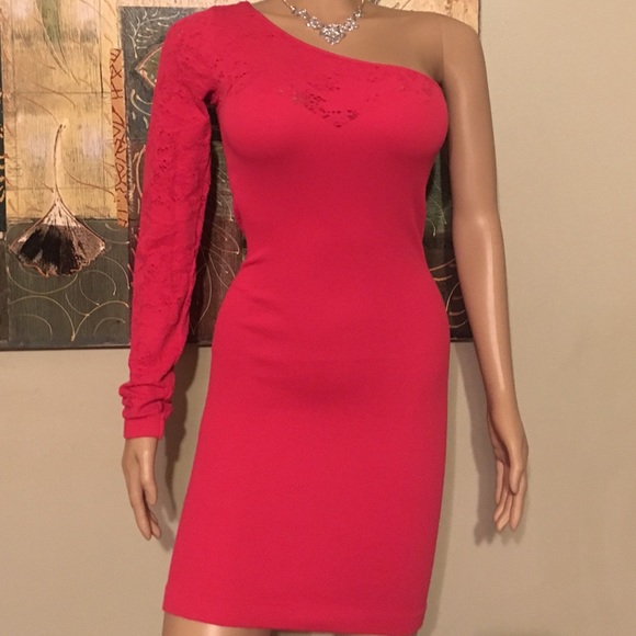 BCBGENERATION PINK DRESS one shoulder pink dress M - Picture 4 of 8