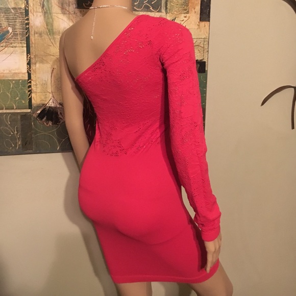 BCBGENERATION PINK DRESS one shoulder pink dress M - Picture 5 of 8