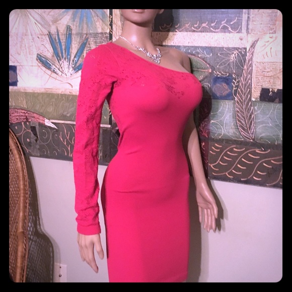 BCBGENERATION PINK DRESS one shoulder pink dress M - Picture 3 of 8