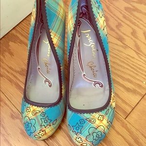 Blue and yellow plaid pumps from Irregular Choice