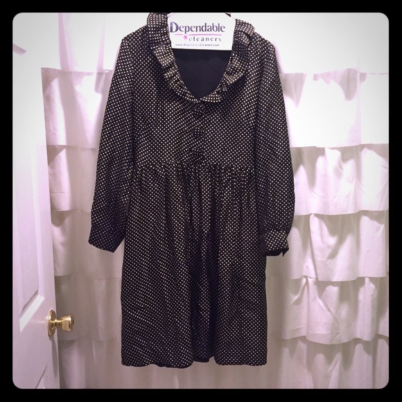 Jcrew polka dot long sleeve silk dress