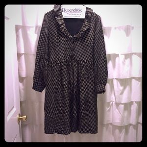 Jcrew polka dot long sleeve silk dress