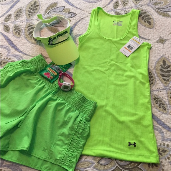 Under Armour heat gear lime green ribbed tank BNWT