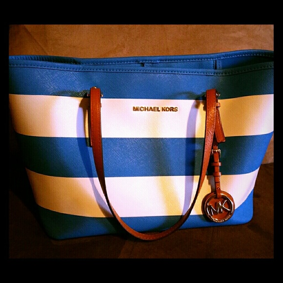 Beautiful white and teal MK handbag