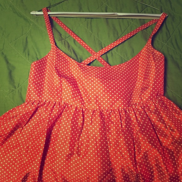 Orange polka dot silk j crew dress