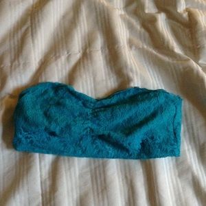 blue bandeau style bra