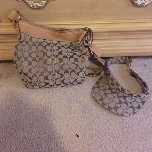 Authentic coach handbag and visor.