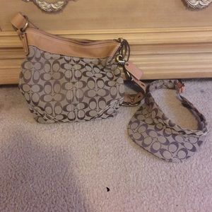 Authentic coach handbag and visor.