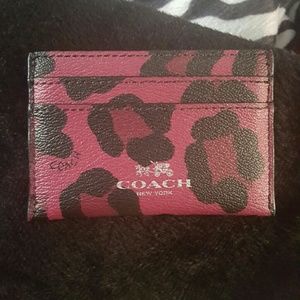 Coach Pink Ocelot Card Holder