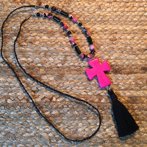 Pink Cross Necklace - Picture 2 of 4