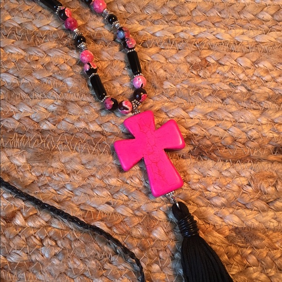 Pink Cross Necklace - Picture 3 of 4