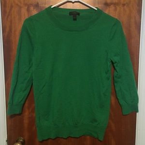 Jcrew forest green 3/4 sleeve sweater