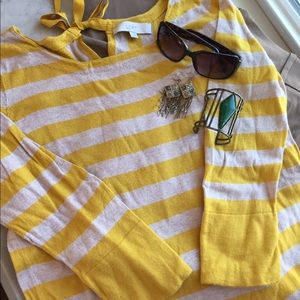 Loft yellow and beige tunic style top