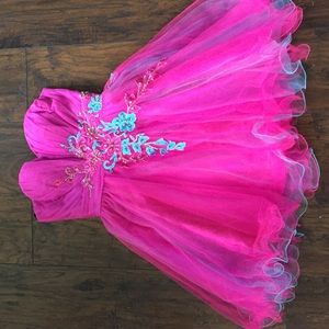 Pink and blue detailed homecoming dress
