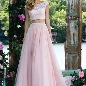 Sherri hill dress two piece light pink beaded top