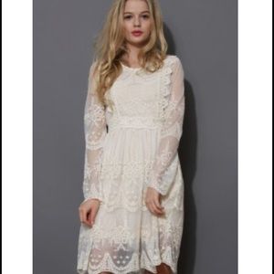 Chicwish cream "Mi amore lace dress."