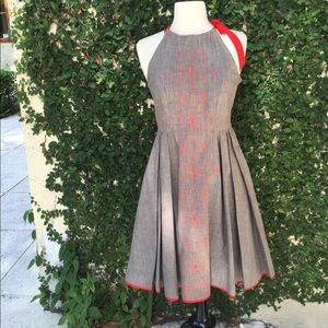 Cotton fit and flare halter dress