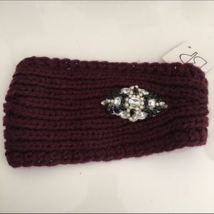 Burgundy knitted headband