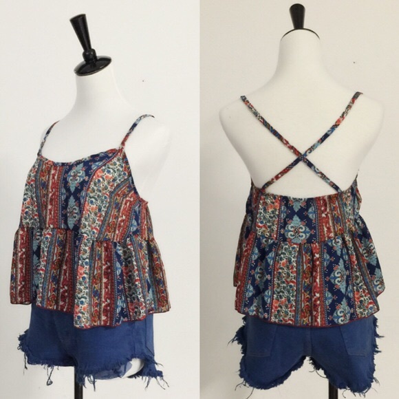 Bohemian Cross Back loose fit tank - Picture 2 of 3