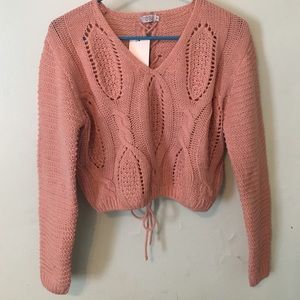 Tobi cropped lace up sweater