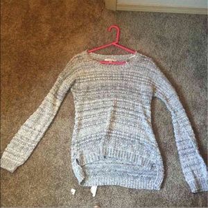 Gray and white sweater