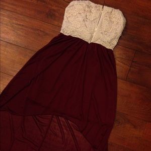 High low maroon dress