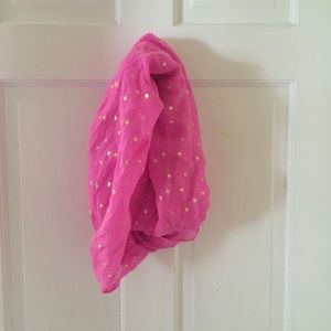 Aerie pink with gold circle scarf