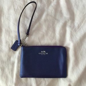 NWOT Gorgeous metallic indigo Coach wristlets